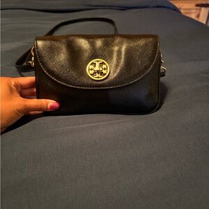 Tory Burch Black Crossbody Bag with Gold Logo